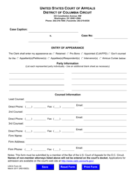 USCA Form 44 &quot;Entry of Appearance&quot; - Washington, D.C.