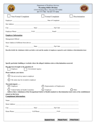 Document preview: Complaint Form - Wyoming