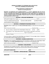Arizona Statement of Citizenship and Alien Status for State Licensing or Certification - Arizona, Page 2