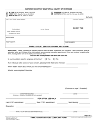 Form RI-FL015 Family Court Services Complaint Form - County of Riverside, California