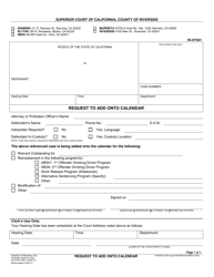 Form RI-OTS01 Request to Add Onto Calendar - County of Riverside, California