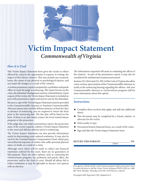 Victim Impact Statement - Virginia Download Pdf