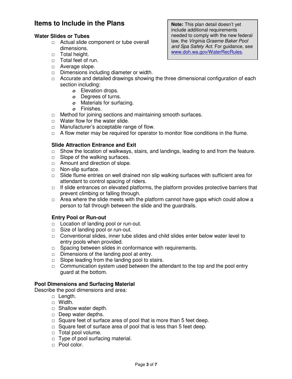 DOH Form 333-216 Water Park and Water Features Plan Detail - Washington, Page 3