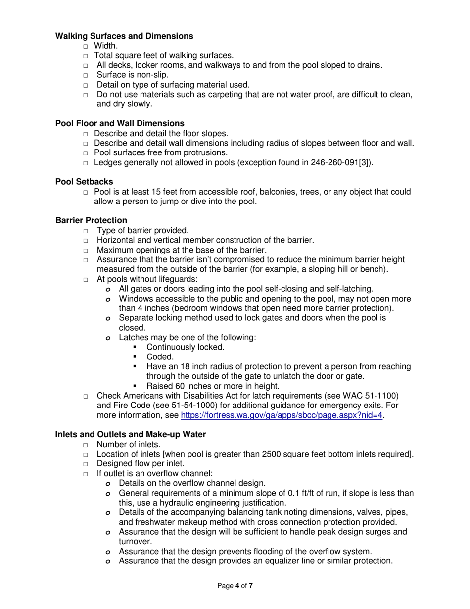 DOH Form 333-216 Water Park and Water Features Plan Detail - Washington, Page 4