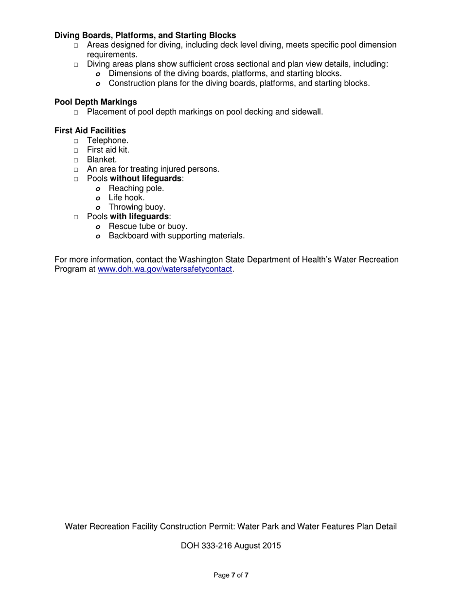 DOH Form 333-216 Water Park and Water Features Plan Detail - Washington, Page 7