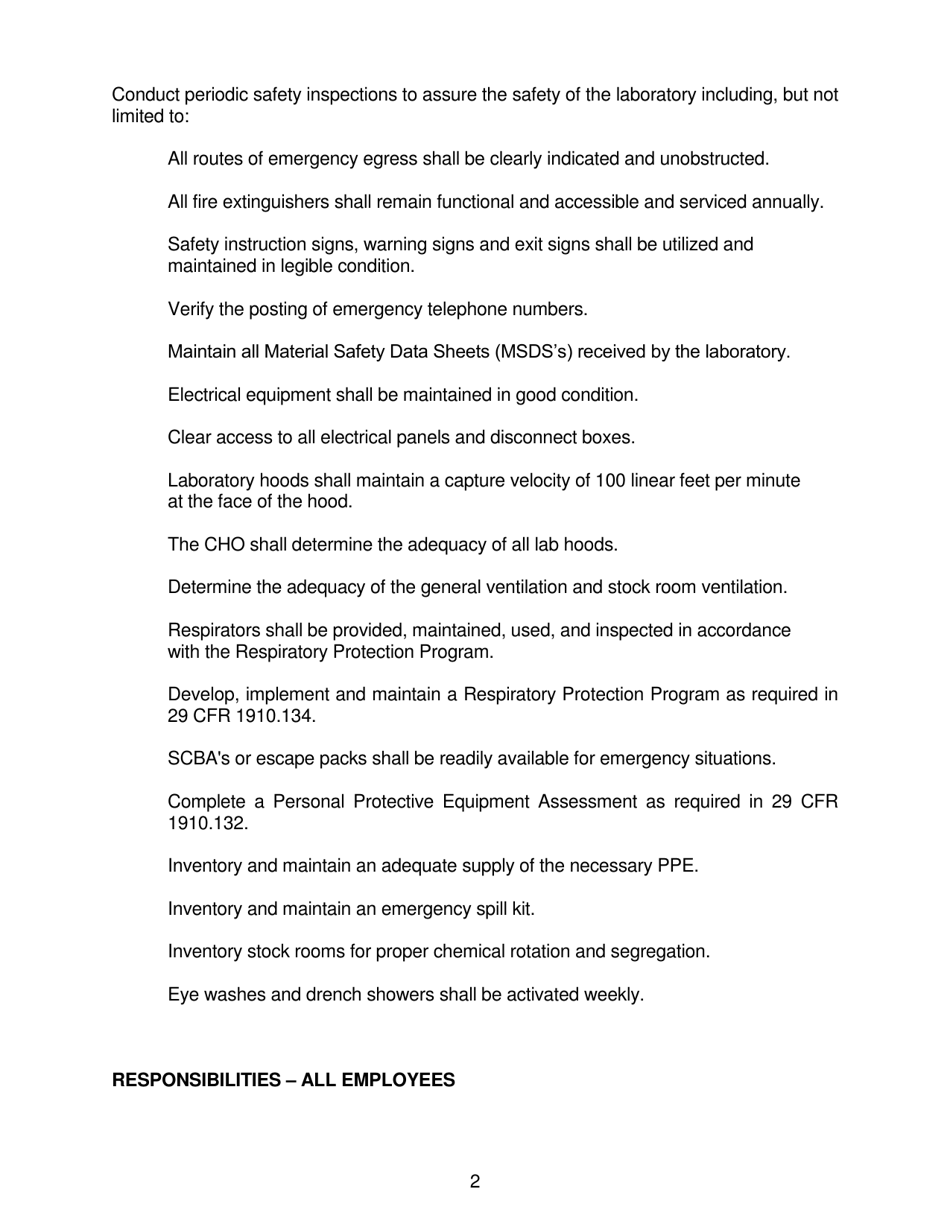 Chemical Hygiene Plan - Wyoming, Page 4