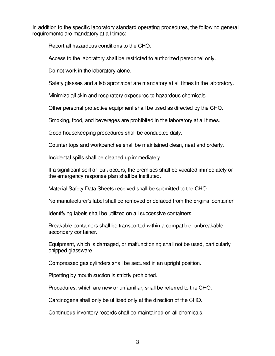 Chemical Hygiene Plan - Wyoming, Page 5