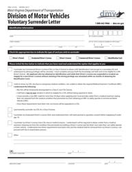 Document preview: Form DMV-123-VSL Voluntary Surrender Letter - West Virginia