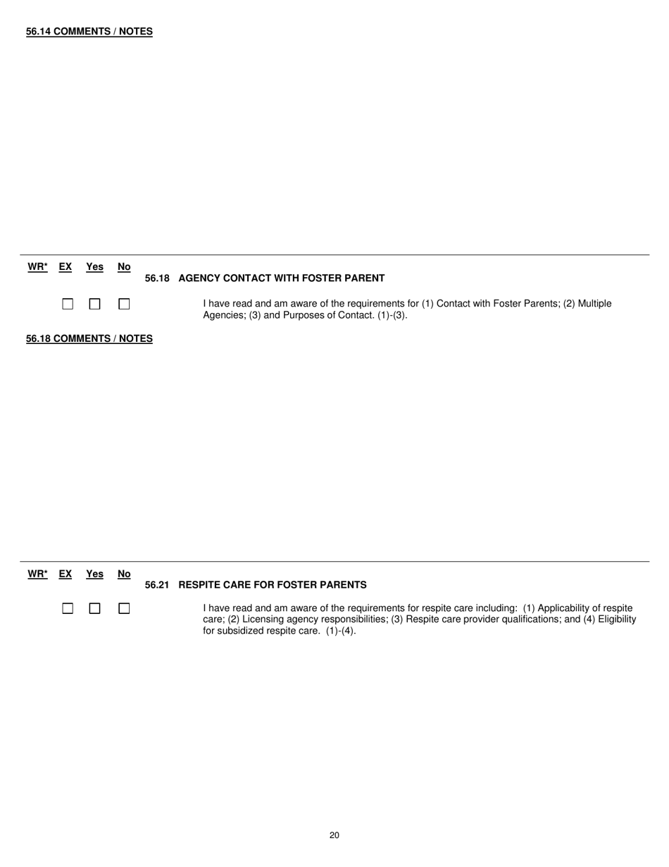Form DCF-F-CFS0787 Child Foster Care Licensing Checklist - Wisconsin, Page 20