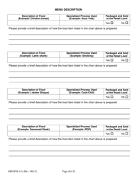 Form DEH:FH-131 Specialized Food Process Questionnaire - County of San Diego, California, Page 2