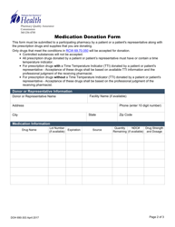 DOH Form 690-303 Medication Donation Form - Washington, Page 2