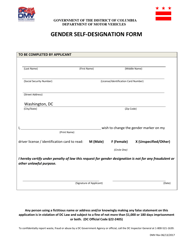 Gender Self-designation Form - Washington, D.C., Page 2