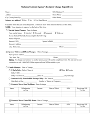 Form 295 Alabama Medicaid Agency&#039;s Recipient Change Report Form - Alabama