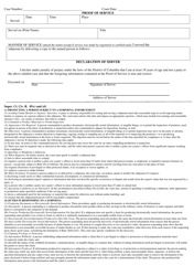 Form CV-433A Subpoena for a Civil Case - Washington, D.C., Page 2