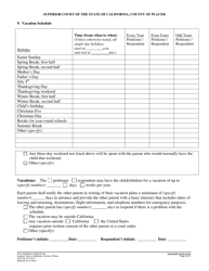 Form PL-FL017 Child Custody/Parenting Agreement and Court Order - County of Placer, California, Page 3