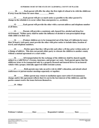 Form PL-FL017 Child Custody/Parenting Agreement and Court Order - County of Placer, California, Page 4
