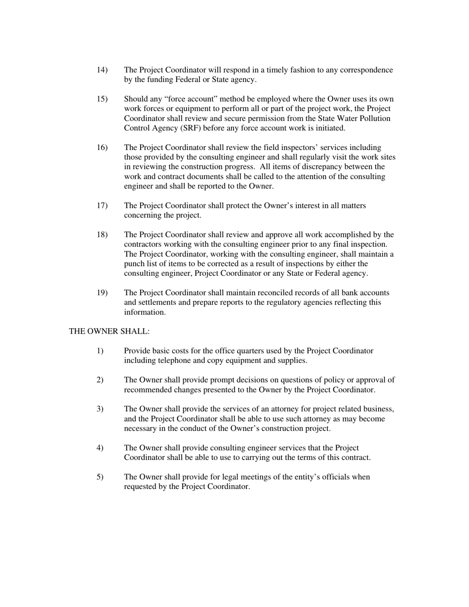 Sample Agreement for Services of Project Coordinator - West Virginia, Page 3