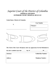 Document preview: Pds Praecipe - Washington, D.C.