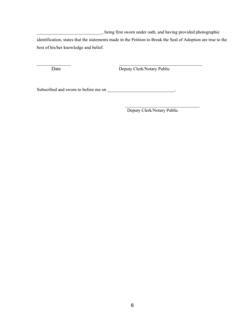 Petition to Break the Seal of Adoption - Washington, D.C., Page 6