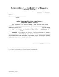 Petition for Release of Funds Held in the Estate Deposit Account - Washington, D.C., Page 3