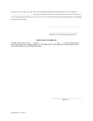 Petition for Termination of Appointment of Personal Representative and Order - Washington, D.C., Page 2