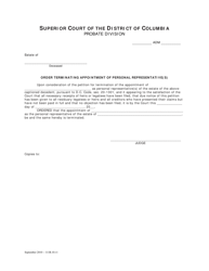 Petition for Termination of Appointment of Personal Representative and Order - Washington, D.C., Page 3