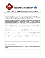 Permit Extension and Permit Completion Request Form - City of San Antonio, Texas