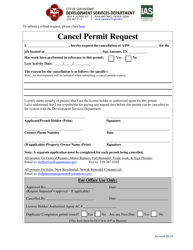 Document preview: Cancel Permit Request - City of San Antonio, Texas