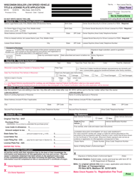 Form MV15 Wisconsin Dealer Low Speed Vehicle Title and License Plate Application - Wisconsin, Page 2