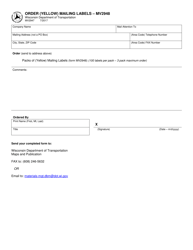 Document preview: Form MV2947 Order (Yellow) Mailing Labels - Mv2948 - Wisconsin