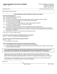 Document preview: Form MV3182 Moped Business Facilities Statement - Wisconsin