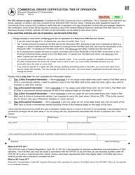 Form MV3230 Commercial Driver Certification: Tier of Operation - Wisconsin