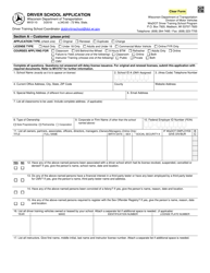 Document preview: Form MV3110 Driver School Application - Wisconsin