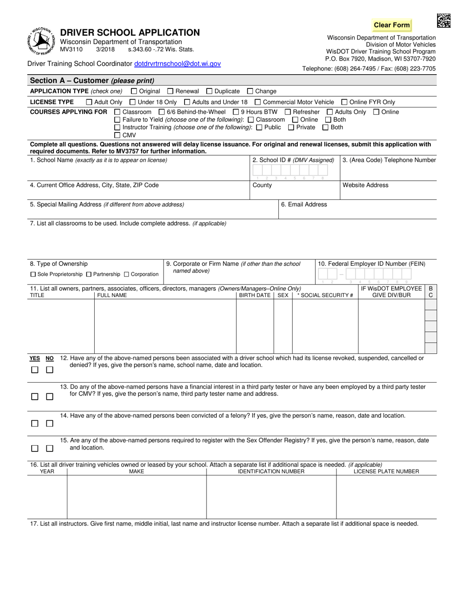 Form MV3110 - Fill Out, Sign Online and Download Fillable PDF ...