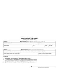 Form MV2117 Repossession Application - Wisconsin, Page 2