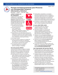 Document preview: Formulario MV2933S Permiso De Estacionamiento Para Personas Con Discapacidad Temporal Solicitud - Wisconsin (Spanish)