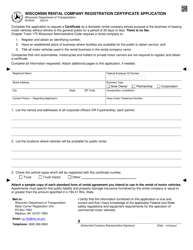 Document preview: Form MV2425 Wisconsin Rental Company Registration Certificate Application - Wisconsin