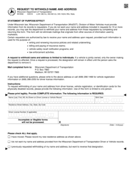 Document preview: Form MV3592 Request to Withhold Name and Address - Wisconsin