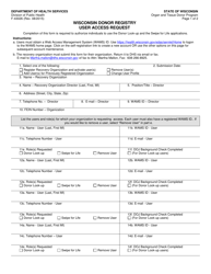 Document preview: Form F-43026 Wisconsin Donor Registry User Access Request - Wisconsin