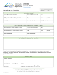 Document preview: Form AGR-4755 Hemp Program Complaint - Washington