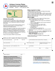Document preview: Form MV2593 Antique License Plates Information and Application - Wisconsin