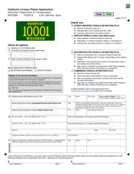 Form MV2388 Hobbyist License Plates Application - Wisconsin, Page 2