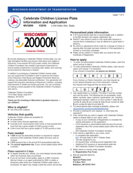 Document preview: Form MV2899 Celebrate Children License Plates Application - Wisconsin