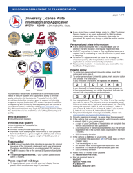 Form MV2724 University License Plate Application - Wisconsin