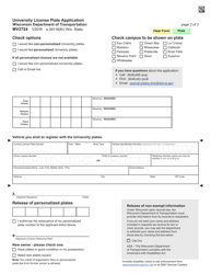 Form MV2724 University License Plate Application - Wisconsin, Page 2