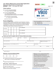 Form MV2930 U.S. Veteran Motorcycle License Plate Application - Wisconsin, Page 2