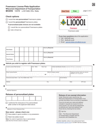 Form MV2918 Freemason License Plate Application - Wisconsin, Page 2