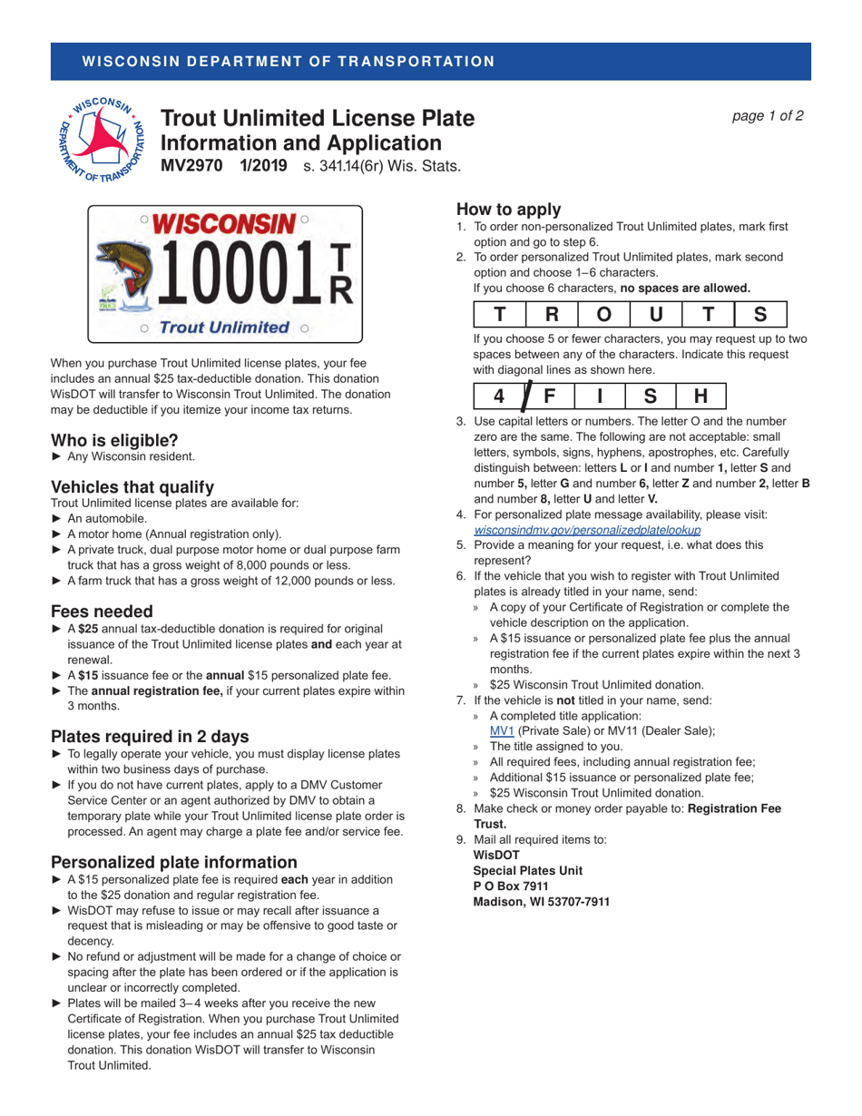 Form MV2970 Fill Out, Sign Online and Download Fillable PDF