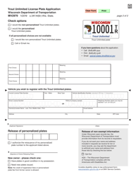 Form MV2970 Trout Unlimited License Plate Application - Wisconsin, Page 2