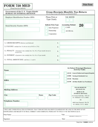 Document preview: Form 720 MED Gross Receipts Monthly Tax Return - Virgin Islands